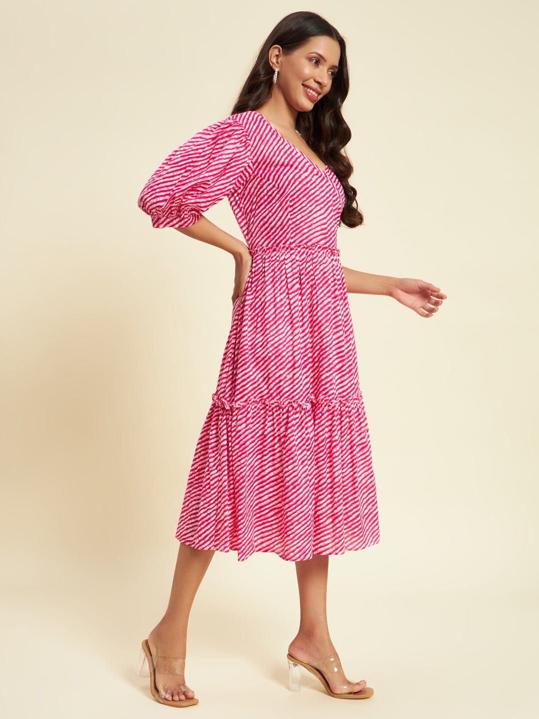 Vibrant Lahariya Print Organic Dress - Kaayada