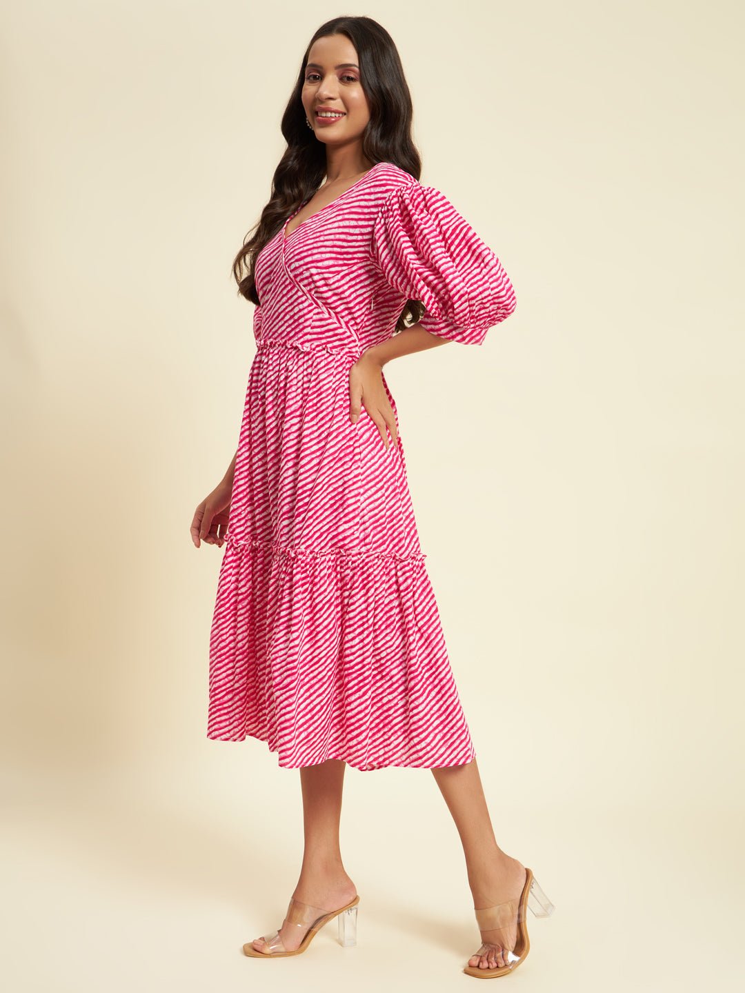 Vibrant Lahariya Print Organic Dress - Kaayada