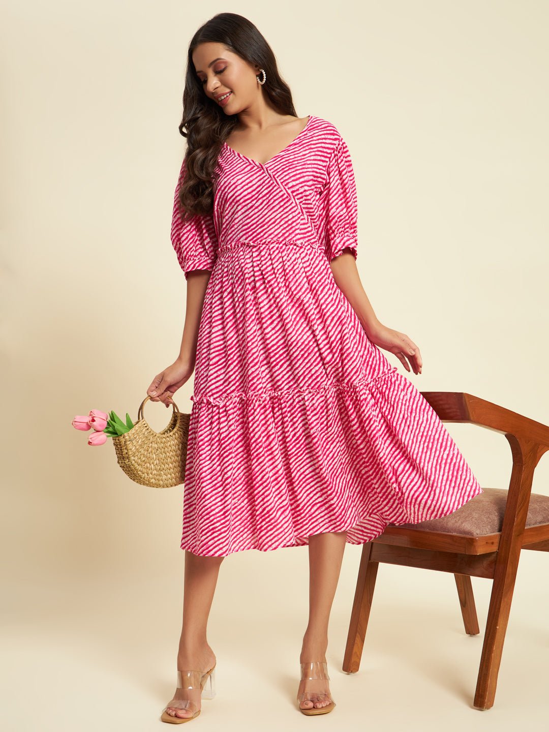 Vibrant Lahariya Print Organic Dress - Kaayada